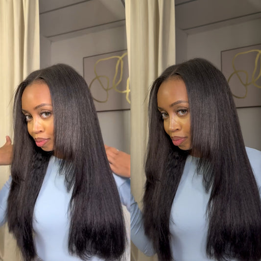 Kinky straight u part wig / NO layers