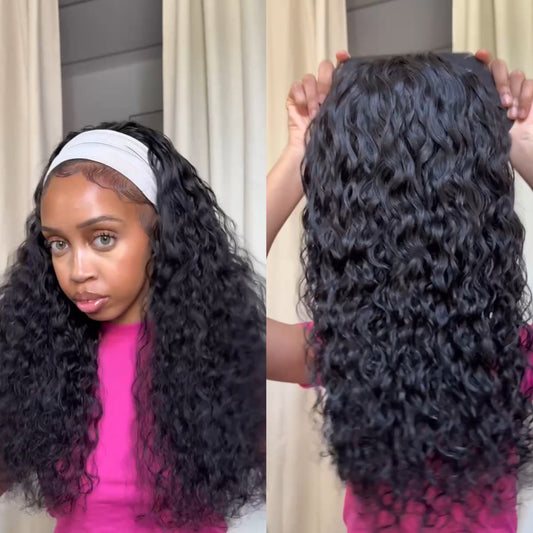 Head band water wave wig