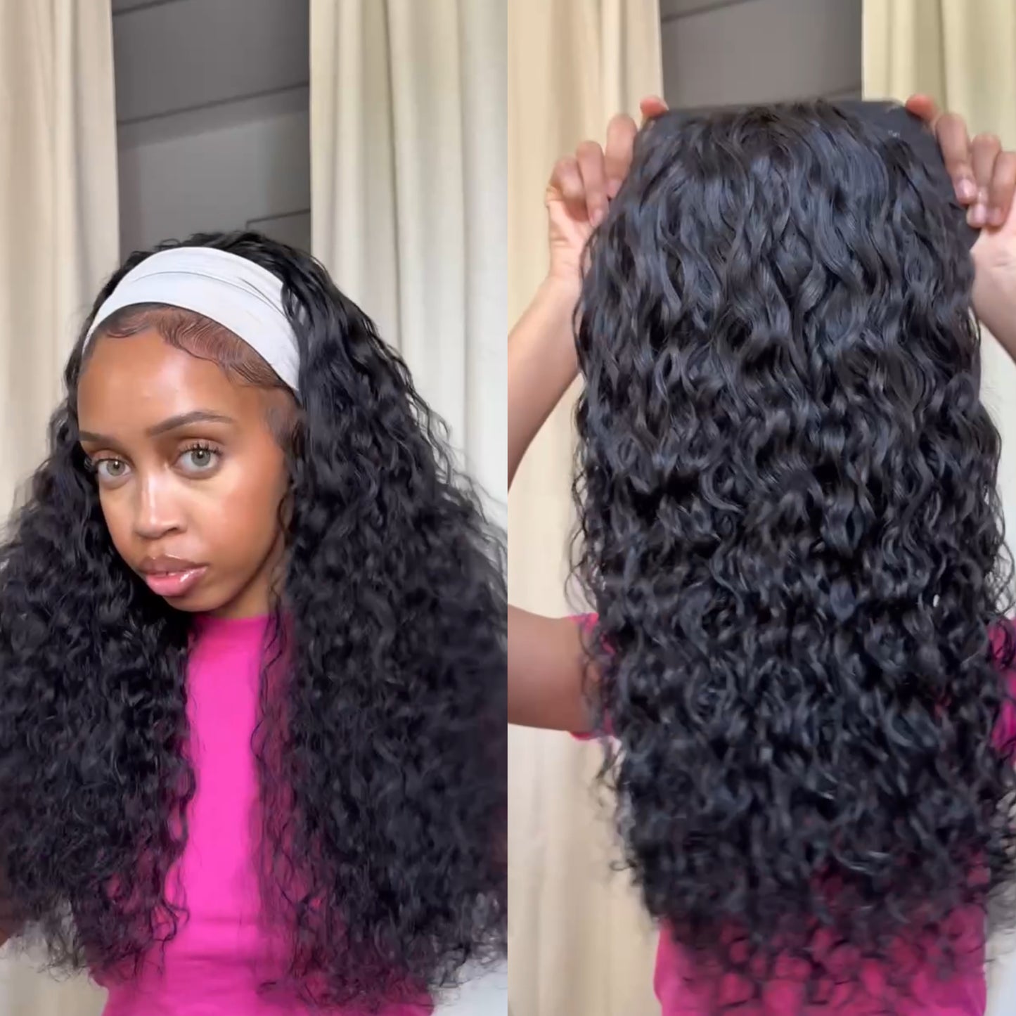Head band water wave wig