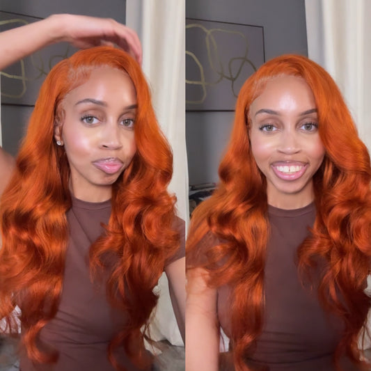 Orange closure wig